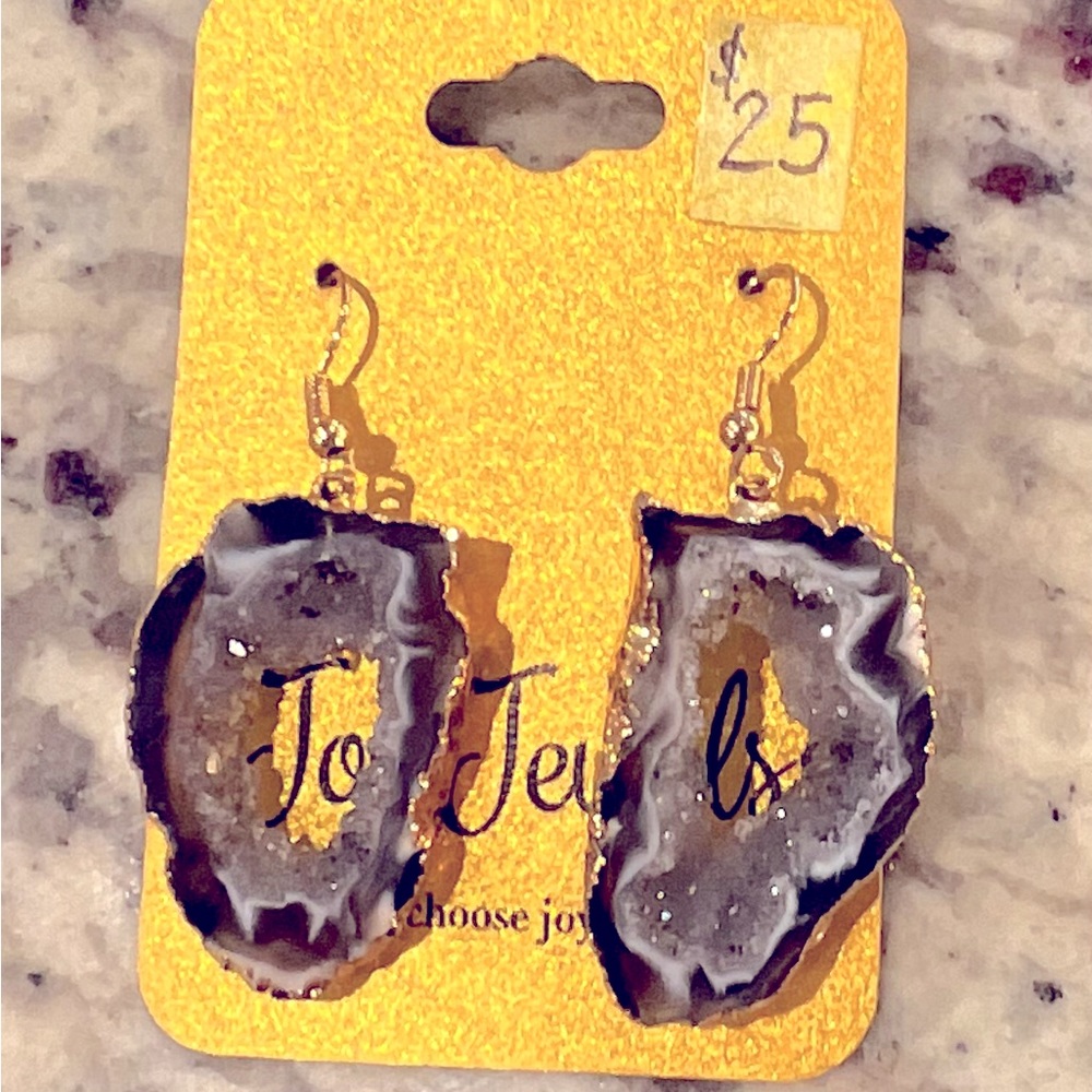 Agate slice earrings